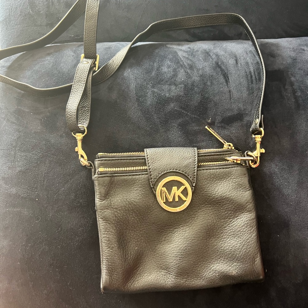 Michael Kors Black Crossbody with Gold Accents